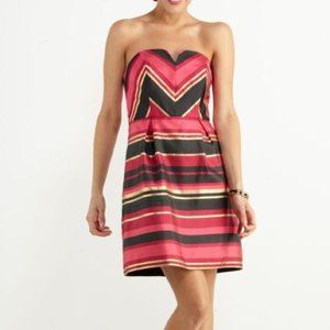 Vineyard Vines Raspberry Metallic Strapless Dress